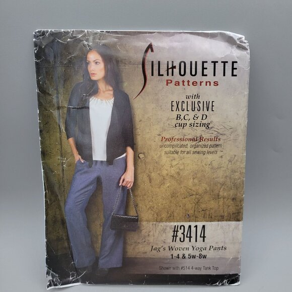 Silhouette Patterns 3414 Jags Woven Yoga Pants Size 1-4 & 5w-8w B/C/D Cup UNCUT - Picture 1 of 6